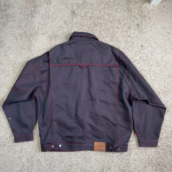VINTAGE Fubu Jacket Mens 2XL Red Denim Jean Hip Hop Y2K Rap Baggy Trucker